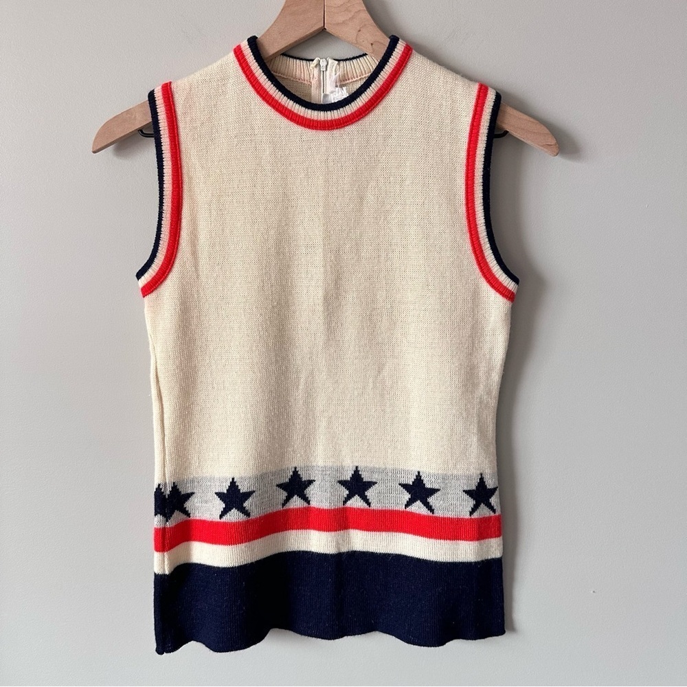 Vtg Jonathan Logan Wool Blend Nautical Sweater Vest Sz XS Coastal Grandma Preppy
